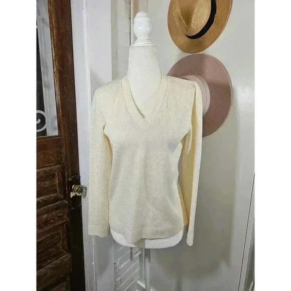 Vintage 70s/80s Style Tour Time Women's Size 10 Off-White Sweater - Picture 1 of 8